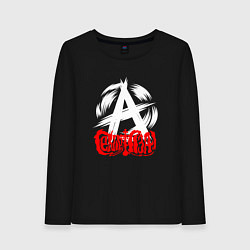 Лонгслив хлопковый женский Анархия логотип Сектор газа, цвет: черный