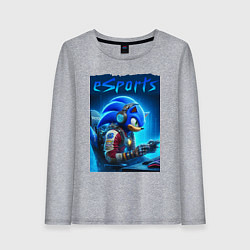 Лонгслив хлопковый женский Hedgehog Sonic is esports player - neon glow, цвет: меланж