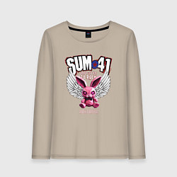 Лонгслив хлопковый женский Sum 41 розовый кролик, цвет: миндальный