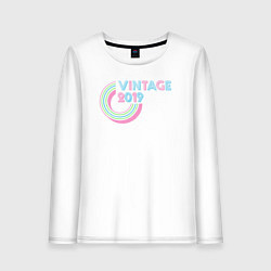 Лонгслив хлопковый женский Винтаж 2019, цвет: белый