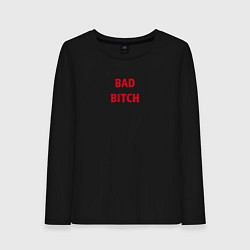 Лонгслив хлопковый женский Bad bitch, цвет: черный