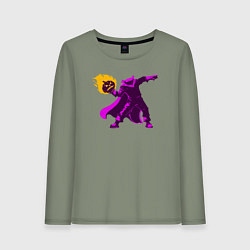 Лонгслив хлопковый женский Halloween fire, цвет: авокадо