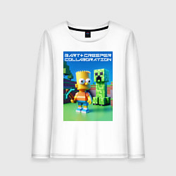 Лонгслив хлопковый женский Bart and Creeper - collaboration ai art, цвет: белый