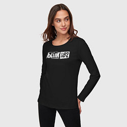 Лонгслив хлопковый женский Blink 182 трафарет белый, цвет: черный — фото 2