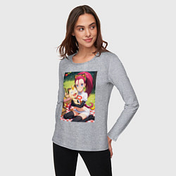 Лонгслив хлопковый женский Джесси и Мяут на пикнике, цвет: меланж — фото 2
