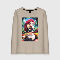 Лонгслив хлопковый женский Джесси и Мяут на пикнике, цвет: миндальный