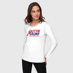 Лонгслив хлопковый женский Putin Trump, цвет: белый — фото 2