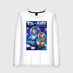 Лонгслив хлопковый женский Jerry and Tom - space adventure, цвет: белый