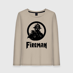 Лонгслив хлопковый женский Пожарный аниме, цвет: миндальный