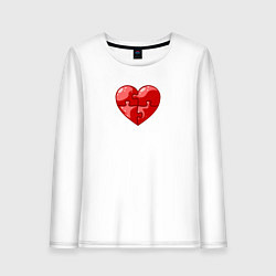 Женский лонгслив Красное сердце из пазлов