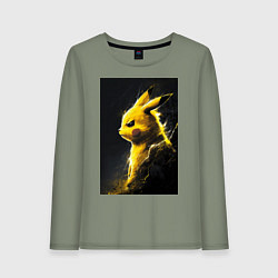 Лонгслив хлопковый женский Pikachu, цвет: авокадо