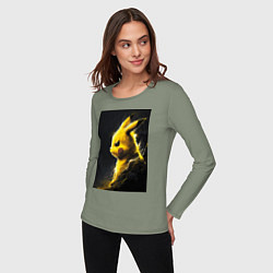 Лонгслив хлопковый женский Pikachu, цвет: авокадо — фото 2