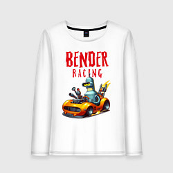 Лонгслив хлопковый женский Bender racing - ai art fantasy, цвет: белый
