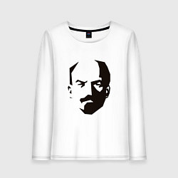 Лонгслив хлопковый женский Владимир Ленин абстрактный портрет, цвет: белый