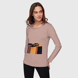 Лонгслив хлопковый женский Ретрофутуризм спорткар поп-арт 1970-е, цвет: пыльно-розовый — фото 2