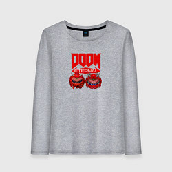 Лонгслив хлопковый женский Doom кака демон, цвет: меланж