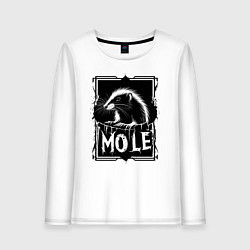 Лонгслив хлопковый женский Крот в рамке, цвет: белый