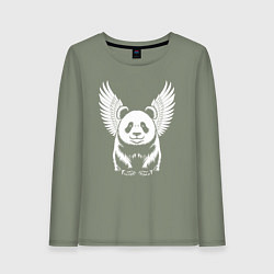 Лонгслив хлопковый женский Крылатая панда, цвет: авокадо