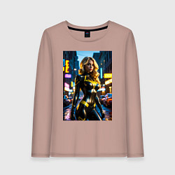 Лонгслив хлопковый женский Черная Канарейка на улице города, цвет: пыльно-розовый