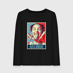 Лонгслив хлопковый женский Улыбка Оливии Родриго, цвет: черный