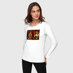 Лонгслив хлопковый женский День студента пиксель-арт мем, цвет: белый — фото 2