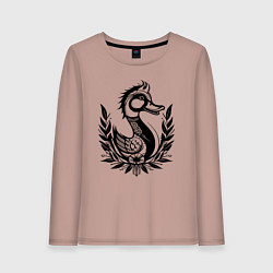 Лонгслив хлопковый женский Утка в кельтских узорах, цвет: пыльно-розовый