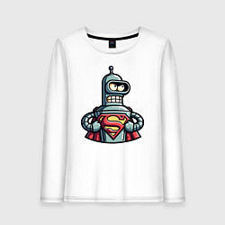 Лонгслив хлопковый женский Super Bender meme, цвет: белый