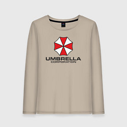 Лонгслив хлопковый женский Корпорация Umbrella, цвет: миндальный