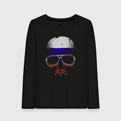 Лонгслив хлопковый женский Skull russian, цвет: черный
