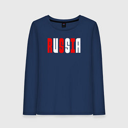 Лонгслив хлопковый женский USA - Russia, цвет: тёмно-синий
