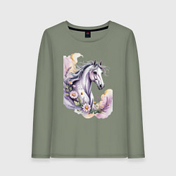 Лонгслив хлопковый женский Волшебное превращение, цвет: авокадо