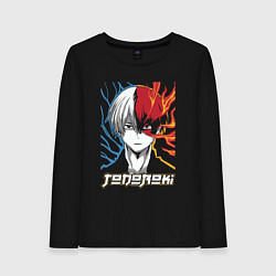 Лонгслив хлопковый женский Шото Тодороки Моя геройская академия, цвет: черный