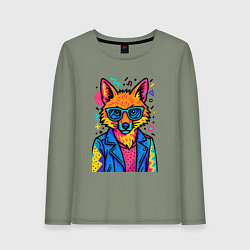 Лонгслив хлопковый женский Лиса Pop Colors, цвет: авокадо