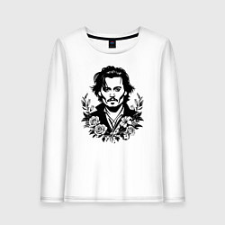 Женский лонгслив Джонни Депп с букетом цветов