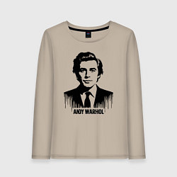 Женский лонгслив Портрет Энди Уорхола в каплях краски