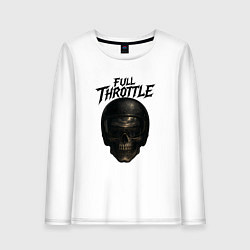 Лонгслив хлопковый женский Full throttle Череп мотоциклиста, цвет: белый