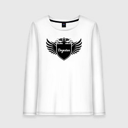 Лонгслив хлопковый женский Дагестанские крылья на щите, цвет: белый