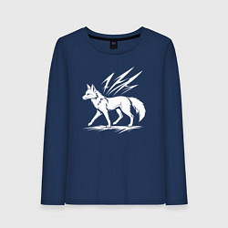 Лонгслив хлопковый женский Лисица с молниями, цвет: тёмно-синий