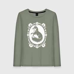 Женский лонгслив Лиса в цветочной раме