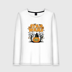 Лонгслив хлопковый женский Звездные Войны - Вейдер на тыкве, цвет: белый