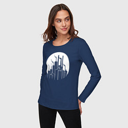 Лонгслив хлопковый женский Лунный завод, цвет: тёмно-синий — фото 2