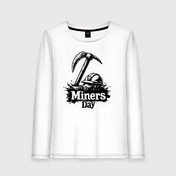 Женский лонгслив День шахтера шлем и кирка