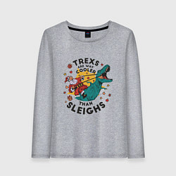 Женский лонгслив Санта на динозавре