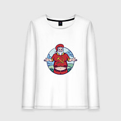 Лонгслив хлопковый женский Советский Санта, цвет: белый