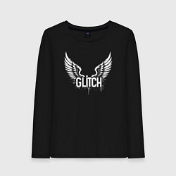 Лонгслив хлопковый женский Крылья глитча, цвет: черный