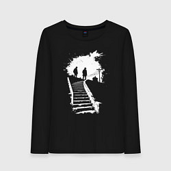 Лонгслив хлопковый женский Сумеречный подъем, цвет: черный