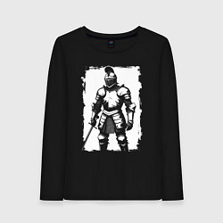 Лонгслив хлопковый женский Рыцарь с мечом, цвет: черный