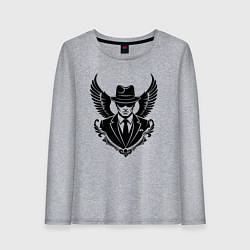 Лонгслив хлопковый женский Крылатый мафиозник, цвет: меланж