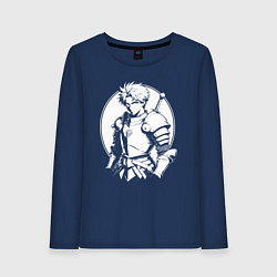 Лонгслив хлопковый женский Стальной воин аниме, цвет: тёмно-синий