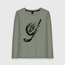 Лонгслив хлопковый женский Динамичная клюшка, цвет: авокадо